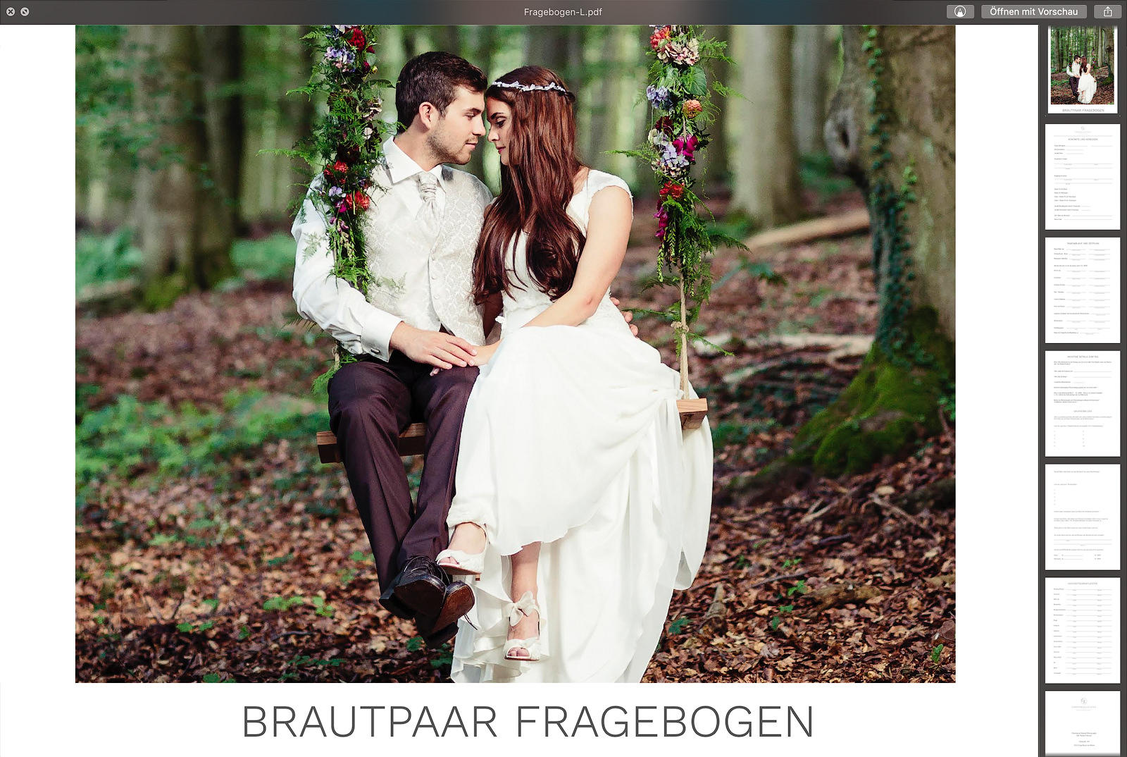 Praktischer Fragebogen für Brautpaare