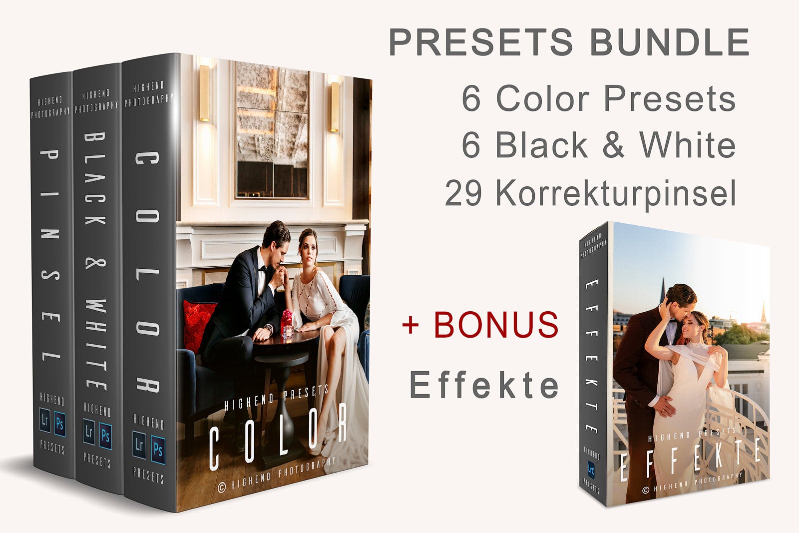 HIGHEND-PRESETS-BUNDLE-2×3-min Hochzeitsfotografie Preset-Paket: Presets + Effekte + Pinseln für Adobe Photoshop Lightroom und Camera Raw