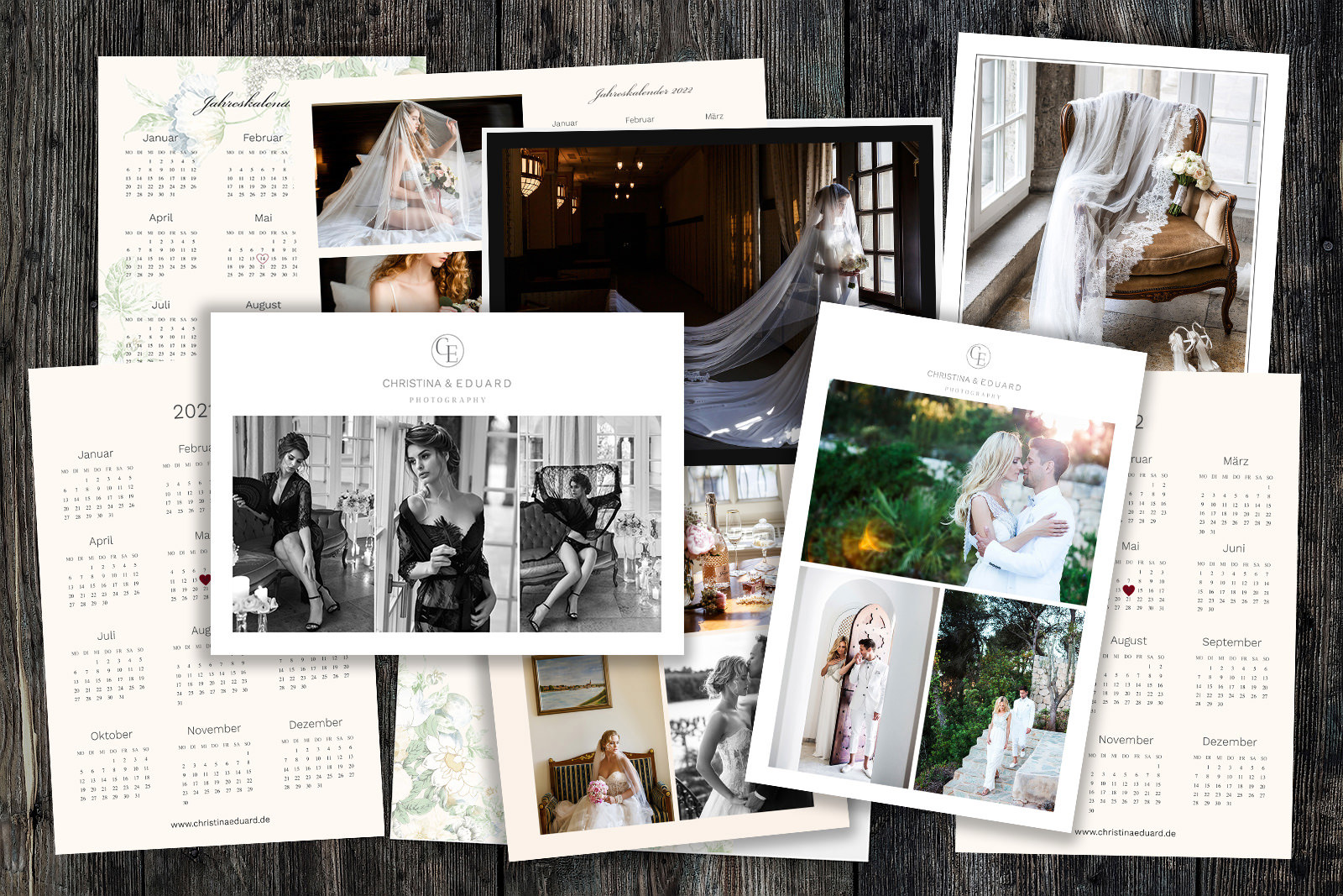 Kalender Postkarte für Kunden Kalender 2022 Photoshop-Vorlagen
